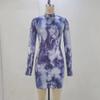 2024 Autumn/Winter Fashion: European & American Women's Slim Fit Long Sleeve Round Neck Dress with Print Design