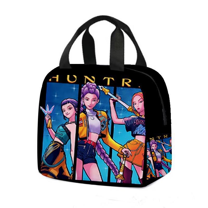 Borsa Termica per Pranzo Stile Cartone Animato Ispirata al K-Pop con Manico Pieghevole Raffreddatore Termico Bambini Adolescenti Rivestimento in Foglio di Alluminio