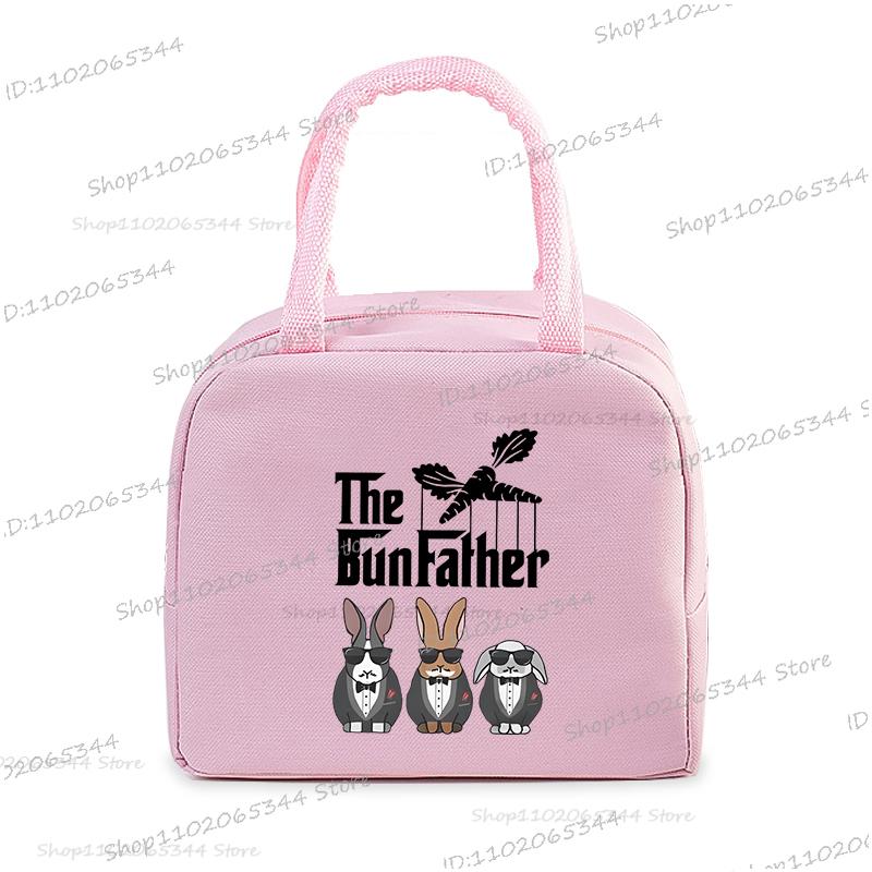 Cartoon Rabbit Series Print Portable Lunch Bag Women Kids Food Thermal Box Multi-function Office Bento Insulated Bunny Handbag