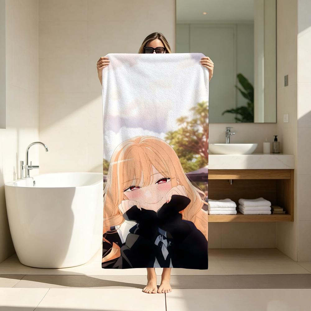 Youth Romance Anime M-My Dress Up Darling Towel Microfiber soft Beach Towel for Travel Fitness Sauna Bathing Camping