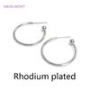 2 Sizes S925 Sterling Silver Needle Gold Color C Shape Smooth Hoop Earring Brass Metal Earring Fashion Jewelry For Women Gifts