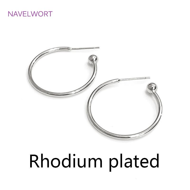 2 Sizes S925 Sterling Silver Needle Gold Color C Shape Smooth Hoop Earring Brass Metal Earring Fashion Jewelry For Women Gifts