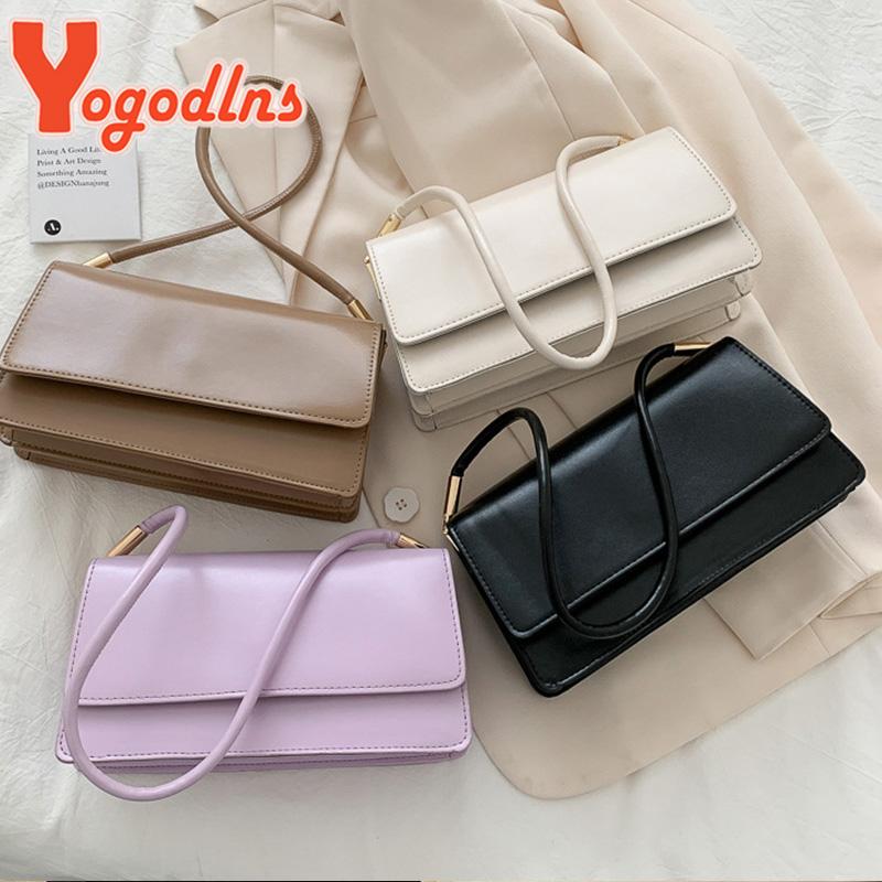 Simple Shoulder Bag For Women PU Leather Armpit Bag Solid Color Lady Handbag Casual Girls Small Square Bag sac