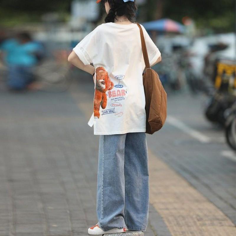 Flickjeans Tunna höstbyxor Casual byxor med raka ben Stora barns mjuka lösa byxor med vida ben