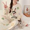 2PCS/Set Large Size Women Pyjamas Plaid Can Be Worn Outside Homewear Girl Long-Sleeved Sleepwear Casual Breathable