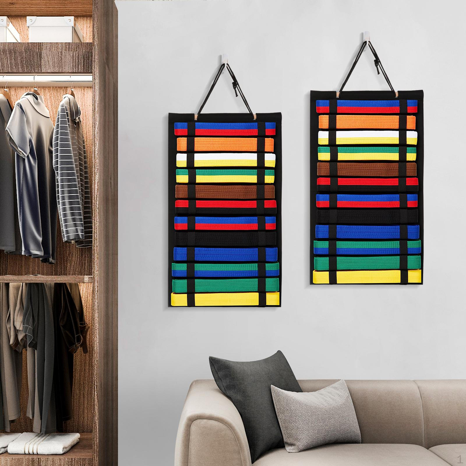 

2Pcs Martial Arts Belts Organizer, Hanging Display Kids Holder Karate Belt Display, Taekwondo