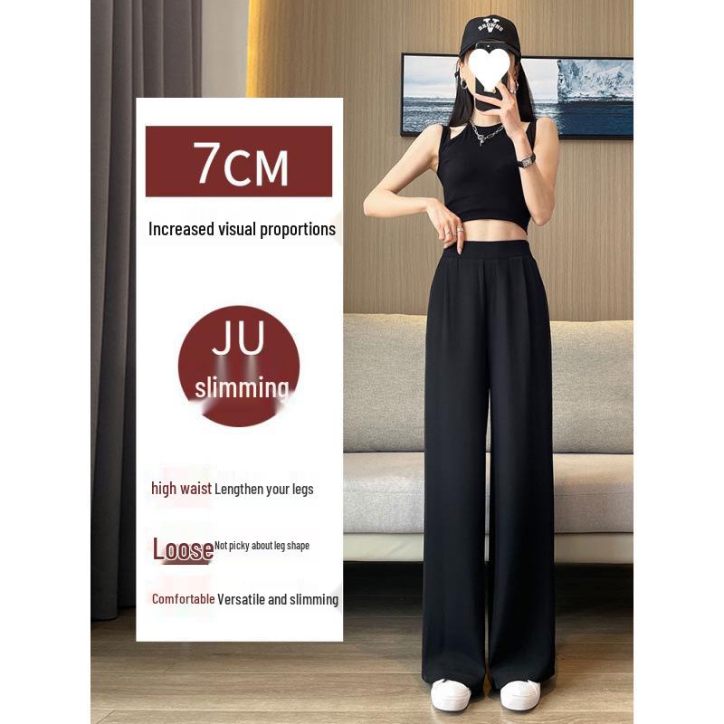 Women's High Waist Wide Leg Pants - Spring/Autumn Casual Draped Straight Leg Trousers
