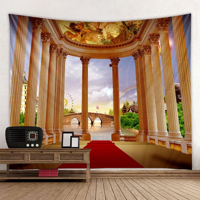 Tištěná tapisérie Evropská architektonická krajina nástěnné zavěšení hippie bohémský obývací pokoj ložnice dekorace na stěnu