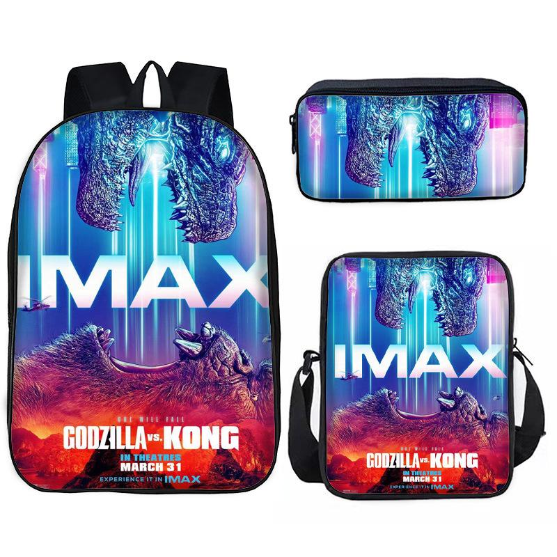 Godzilla vs. King Kong 2Godzillax Kongnoul Student Ghiozdan Geantă Etui Set din Trei Piese