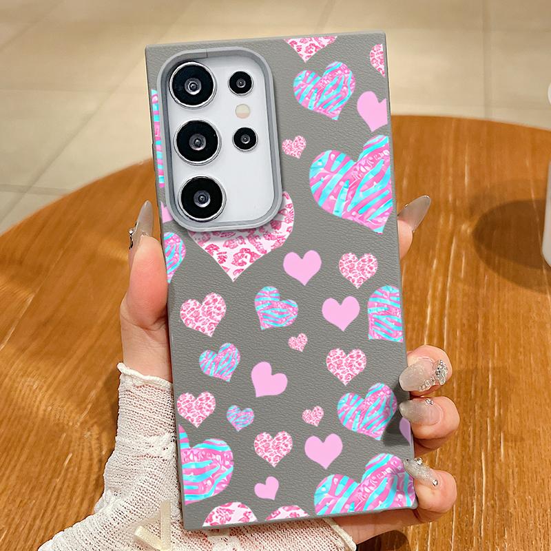 Cute Pink Love Hearts Case For Samsung Galaxy S25 Ultra Capa S24 Ultra S22 Ultra S23 Plus S21 FE S20 5G Magnetic Soft Case Cover
