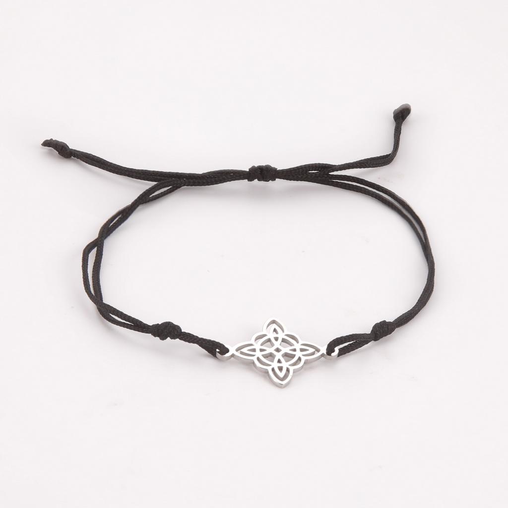 Witch Knot Wax Rope Bracelet Stainless Steel Wicca Amulet Handmade Witchcraft Jewelry Birthday Gift for Women Men