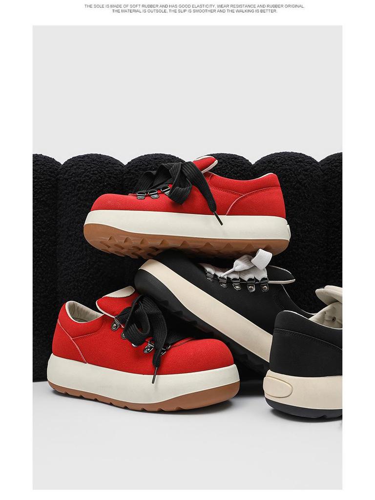 Herren Hässlich-Süße Lässige Brotschuhe: Sneaker mit dicker Sohle, höhenverstärkend, runder Zehenpartie, niedrig geschnitten zum Schnüren für Frühling und Sommer (208).
