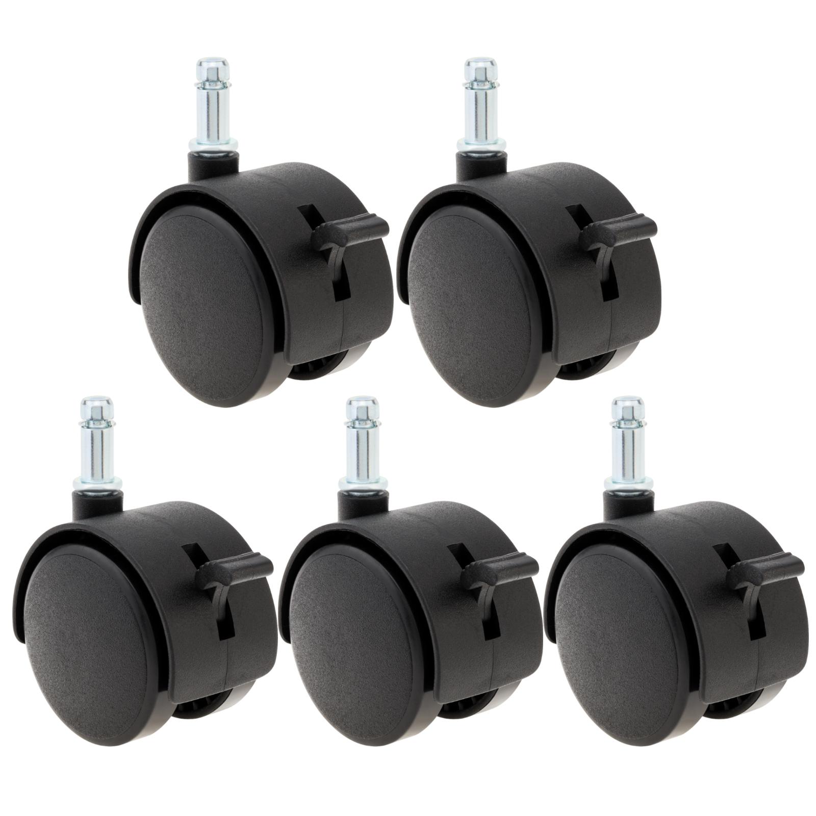 

1 шт/5 шт 2-дюймовые пластиковые колесики для стульев, мебельные колеса для офисного стула/компьютерного стола/деревянных полов и ковров с тормозом 5pcs with brake