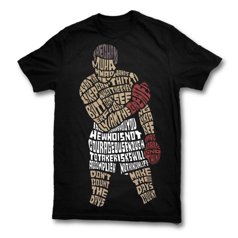 

Muhammad Ali Calligram Tshirt Boxing Legend TBE Cassius Clay The Greatest Top M