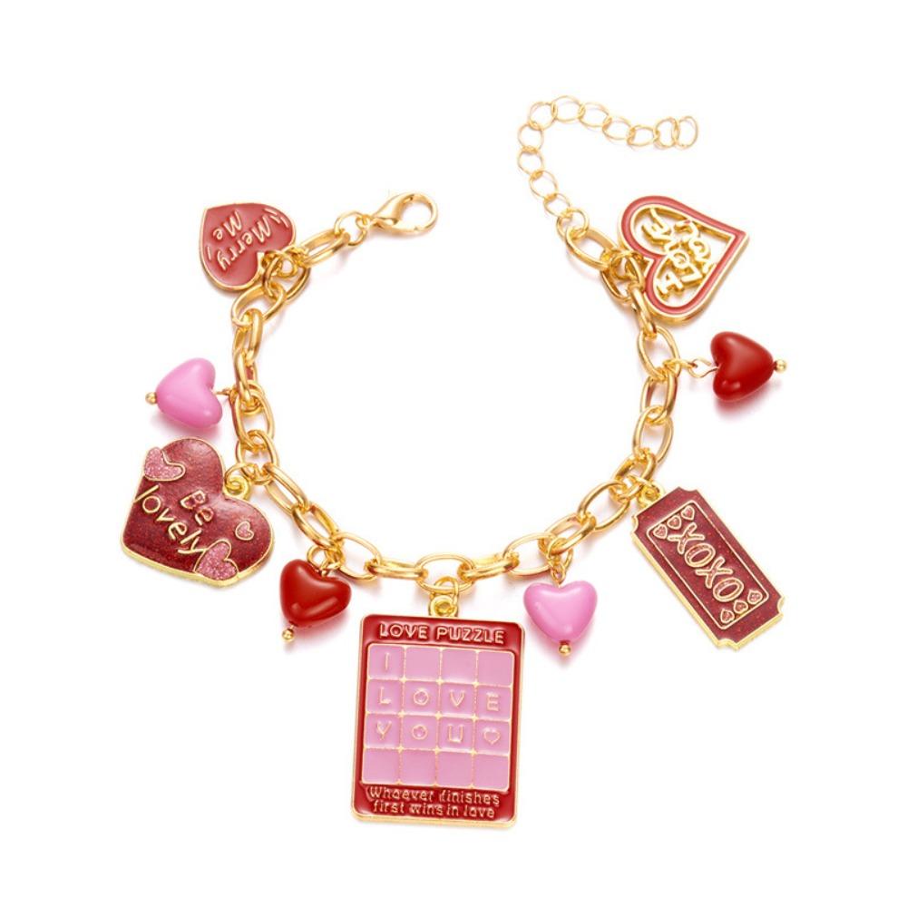 

Letter Valentine s Day Bracelet Temperament Heart Pendant Hand Chain Rose Flower Bracelet Lovers Style2