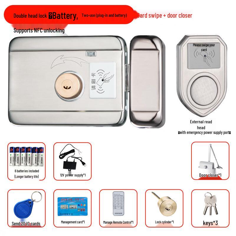 

NFC Wire-Free Smart Lock with Dual Power & Door Closer