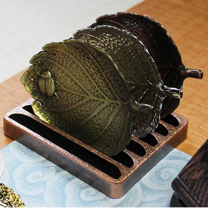 Tree Leaf Tea Set Coasters Cup Holder Insulated Waterproof Non-slip Mat Vintage Classic Alloy Plate Home Accessories Kitchen