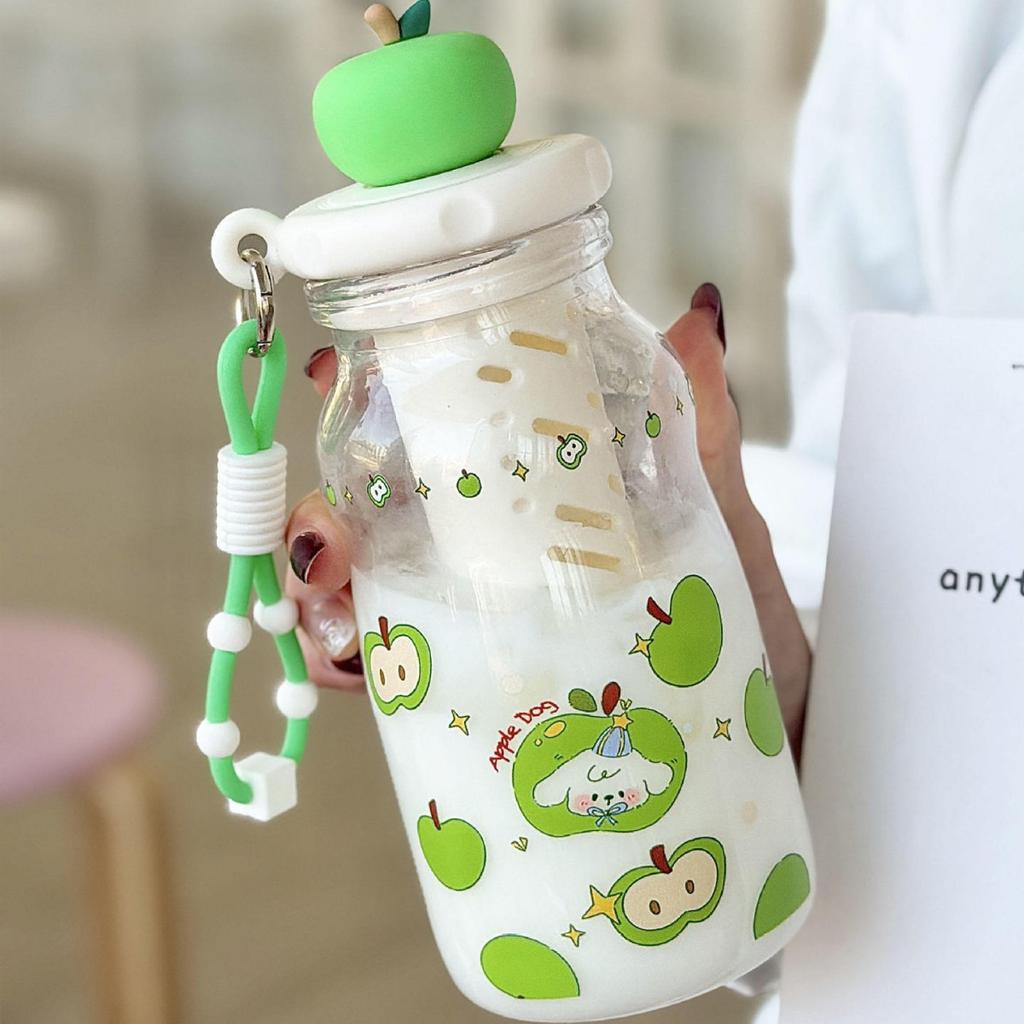 Water bottle new children's plastic water cup high value summer cartoon cute apple head plastic cup food high temperature water cup