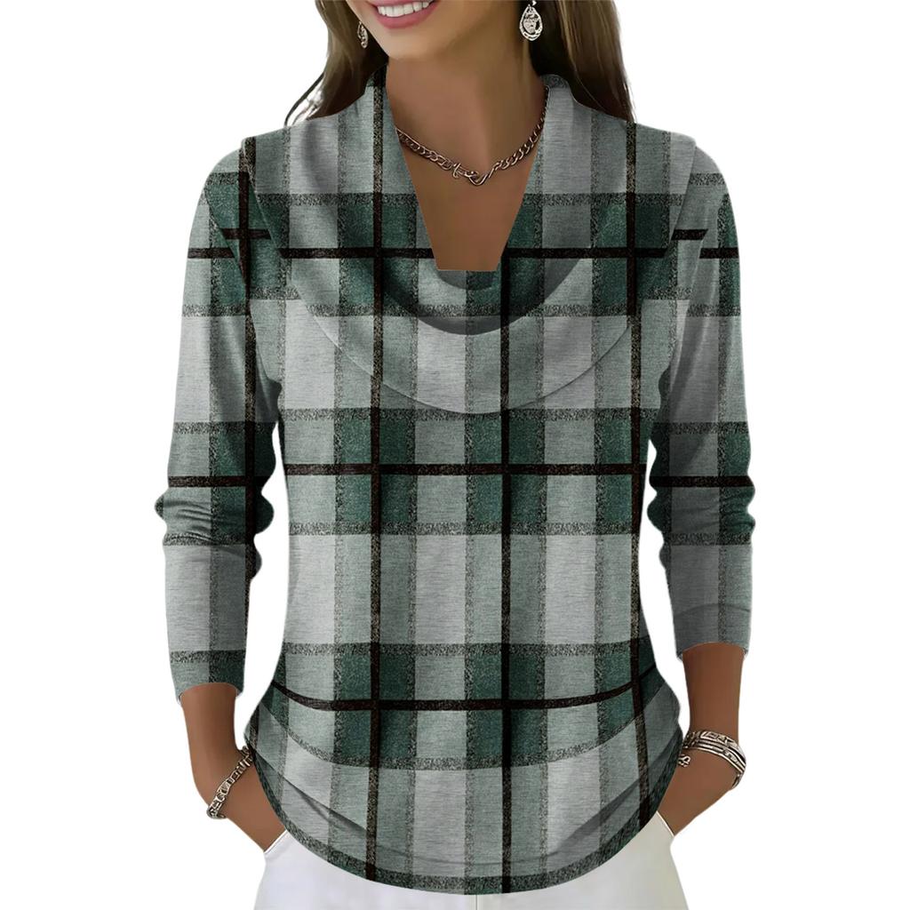 Dámský ležérní a módní svetr s dlouhým rukávem a potiskem, kulatým výstřihem