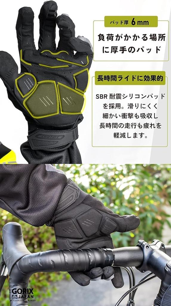 GORIX Cycling Gloves for Road Smartphone Touch Fleece Winter Shock 3D Protective Rubber Cushion Winter, Bikes, Compatible, Screen, Bicycle, Warm,