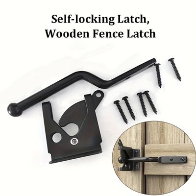 1pc, Self Locking Gate Latch Automatic Gravity Lever For Wood Fence Gate, Door Latches, Black