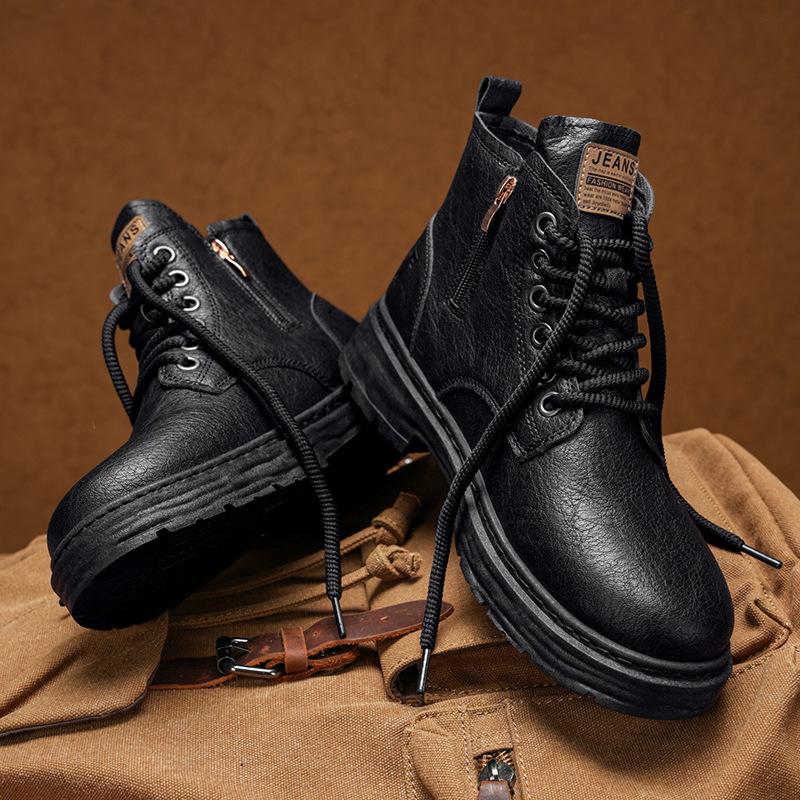 

Ботинки Мартина большого размера 45 46 мужские туфли осень новые высокие берцы рабочие ботинки платформа британский ретро мужские модные туфли 39