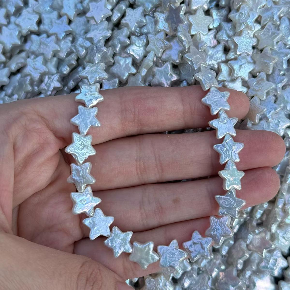 

1String, White Natural Freshwater Pearls, Handmade Pentagram Pearl Beads for Jewelry Making DIY Crafts (Beads 10-11mm, Length 36cm) 1String/ 10-11mm-36cm білий