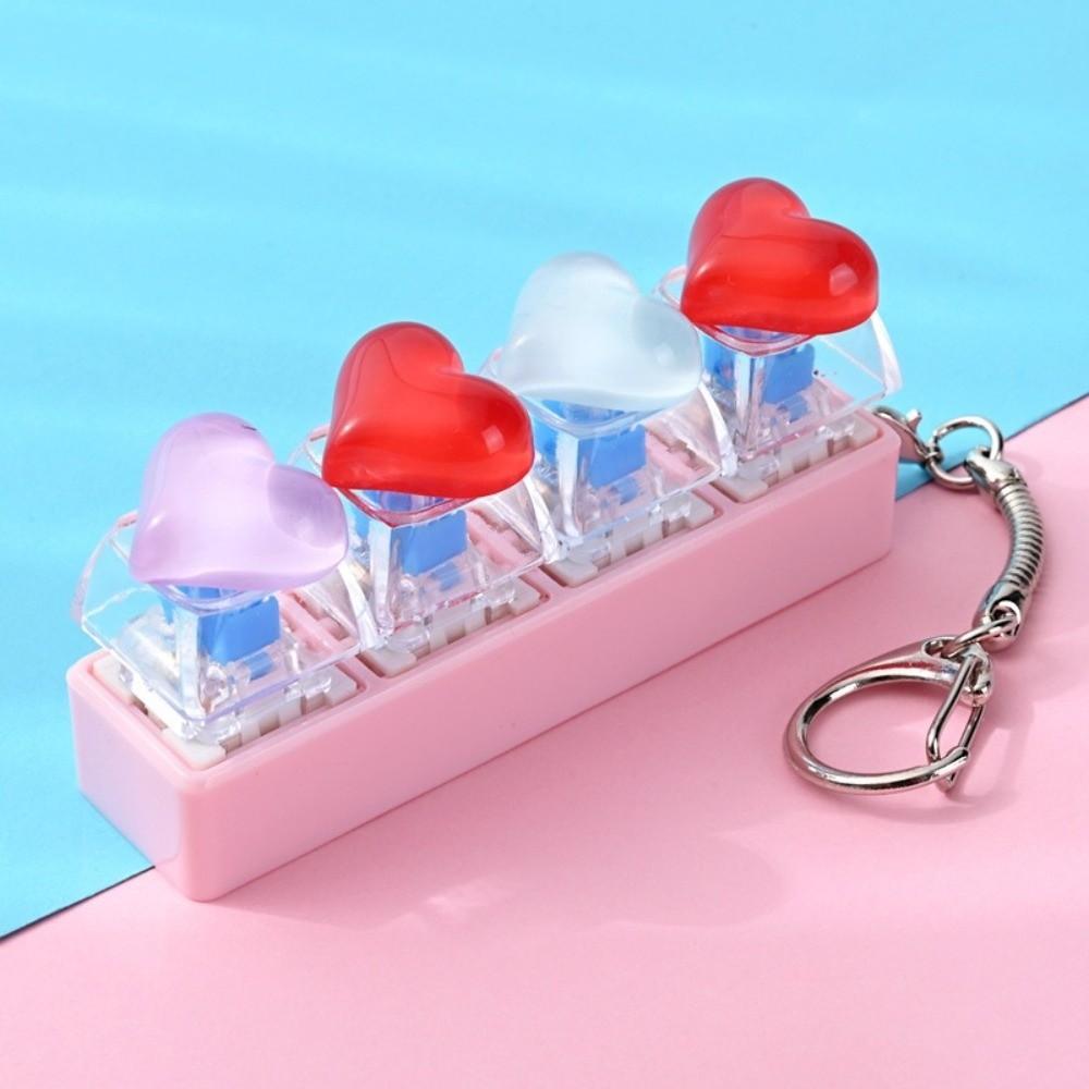 Heart Heart Keycap Fidget Keychain Crystal Clicker Button Keycap Keychain Adults