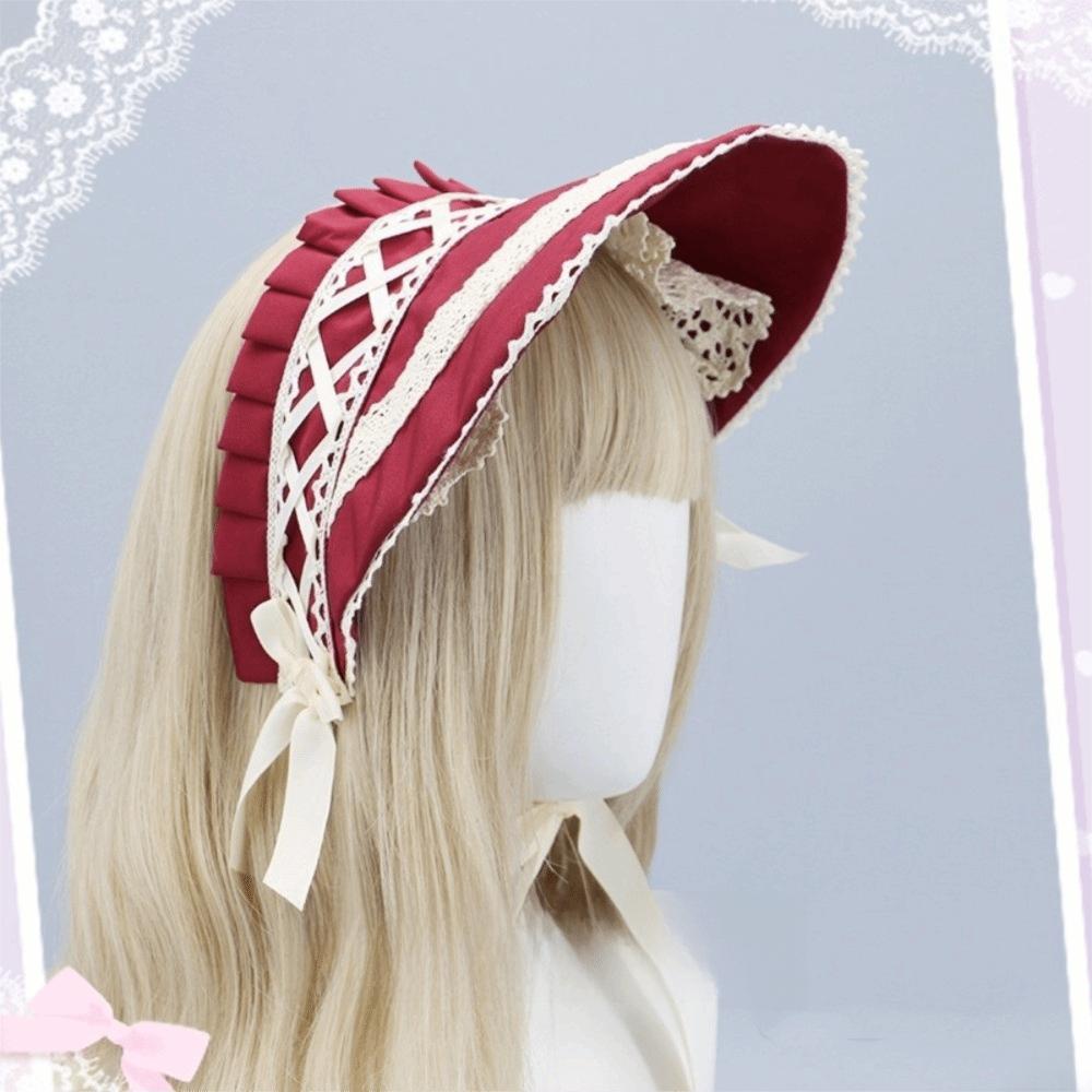 Ruffle Lolita Bonnet Cap Pastorale Style Lace Hat Victorian Headpiece Halloween Costume