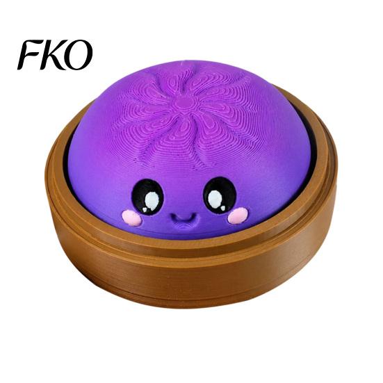 Dumpling Decompression Toy Cartoon Clicker with Steamer, 3D Printed Smiling Steamed Sensory Bun Toy, Shape Finger for Stress фиолетовый