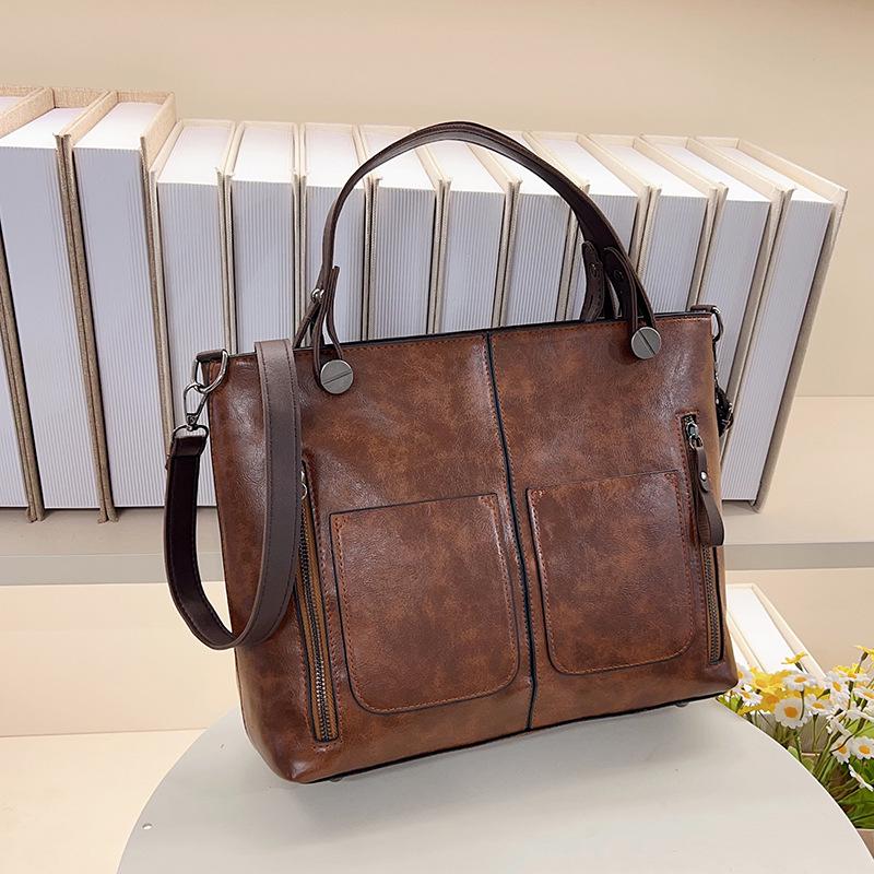 

2025 Жіноча Мода Ретро Велика Сумка-тоут і Кросбоді світло-коричневого кольору