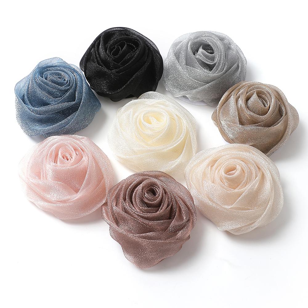 3/5Pcs Chiffon Artificial Flowers Heads 5CM Fake Flower for Home Decor Wedding Decoration Bridal Clothing Crafts Gifts Accessory