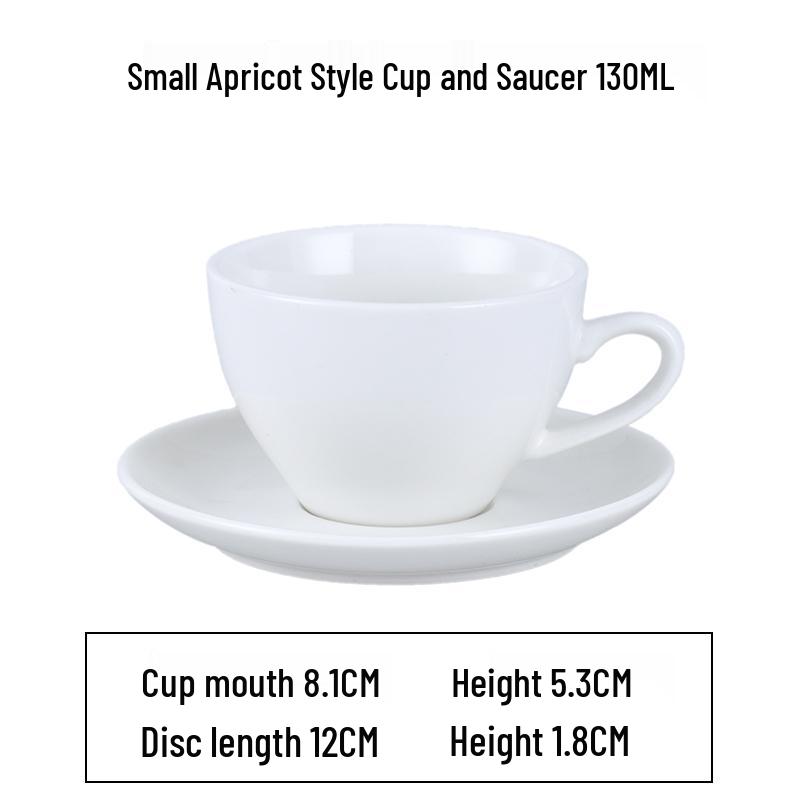 European Latte Art Cappuccino Cup & Saucer Set - White Ceramic Tea/Coffee Cup for Hotel Guest Room