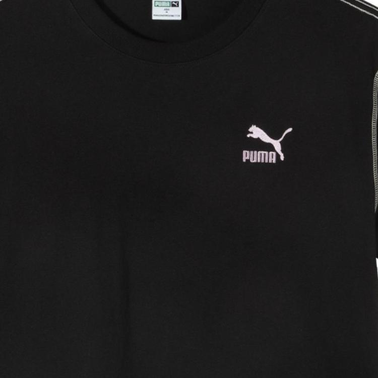 Puma Swxp Dancemania Loose Letter Print Round Neck Pullover Short Sleeve T-Shirt Women Tops Black 626862-01