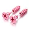 1 Pair Unisex Women Men Earrings Stainless Steel Piercing Nail Screw Stud Earrings Punk Rock Helix Ear Piercings Spiral Jewelry