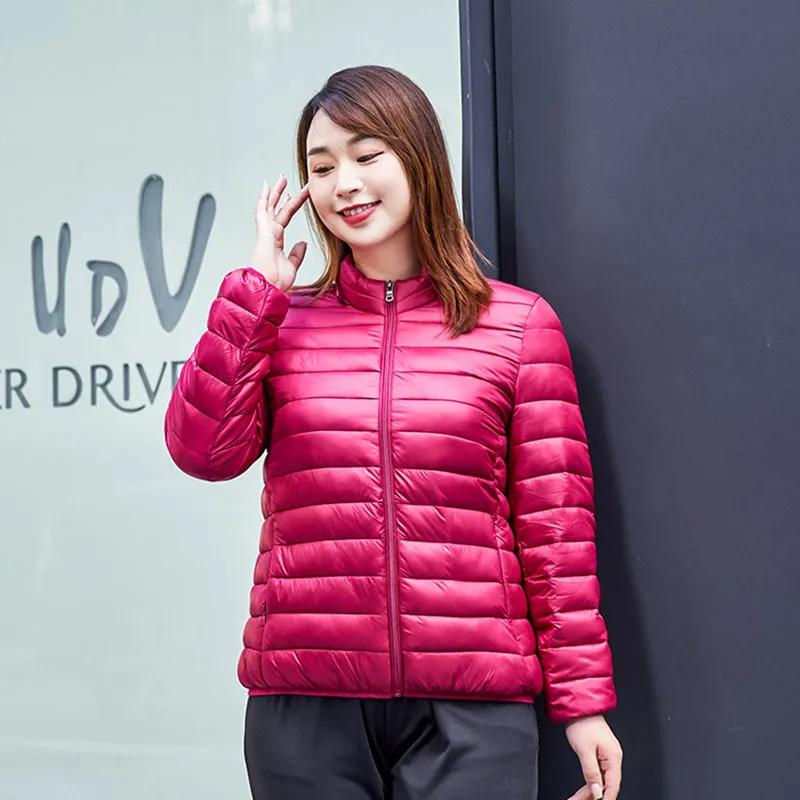 Women's Winter Plus Size Padded Jacket Simple Stand Collar Short-Length Thermal Jacket
