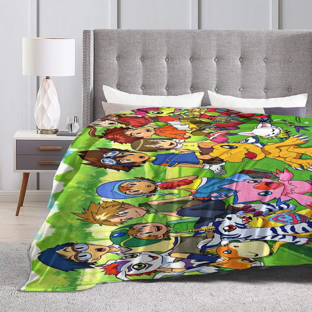Digimon Adventure Flannel Blankets Winter Soft Warm Throw Blanket For Children Living Room Fluffy Bedspread Sofa Bed Cover