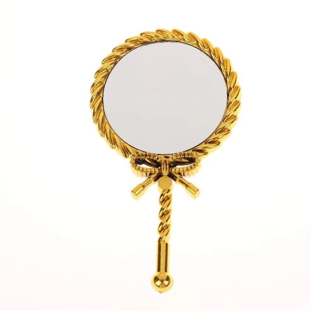 

Noble Ancient Court Style Handheld Makeup Mirror Round Shape Round Cosmetic Mirror Cosmetic Use золотой