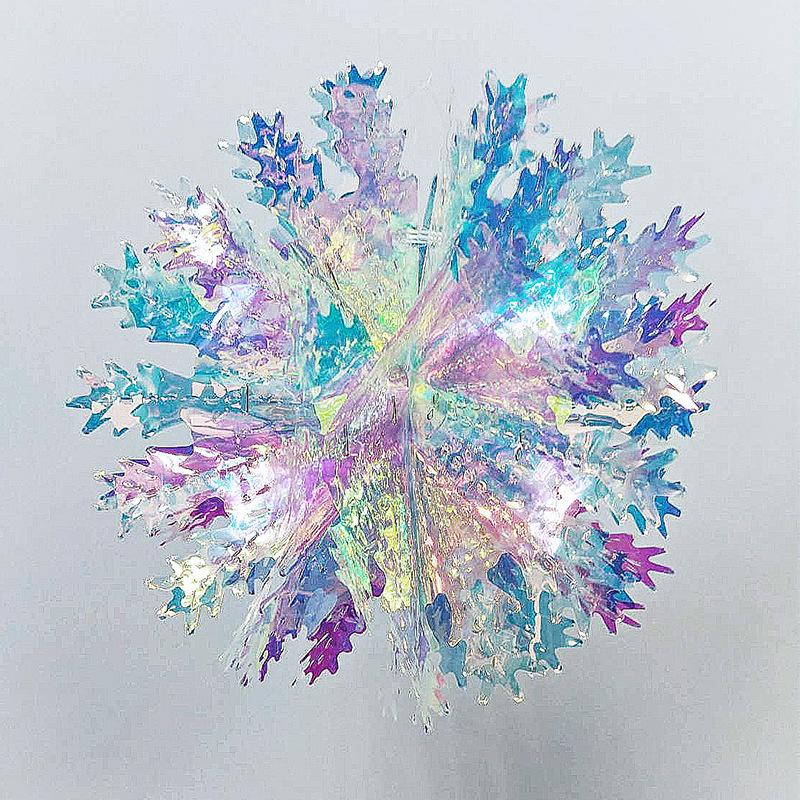 

Rainbow Aluminum Film Hollow Hanging Flower Christmas Party New Year Valentine s Day Window Snowflake Tree Decoration Pendant 1pc