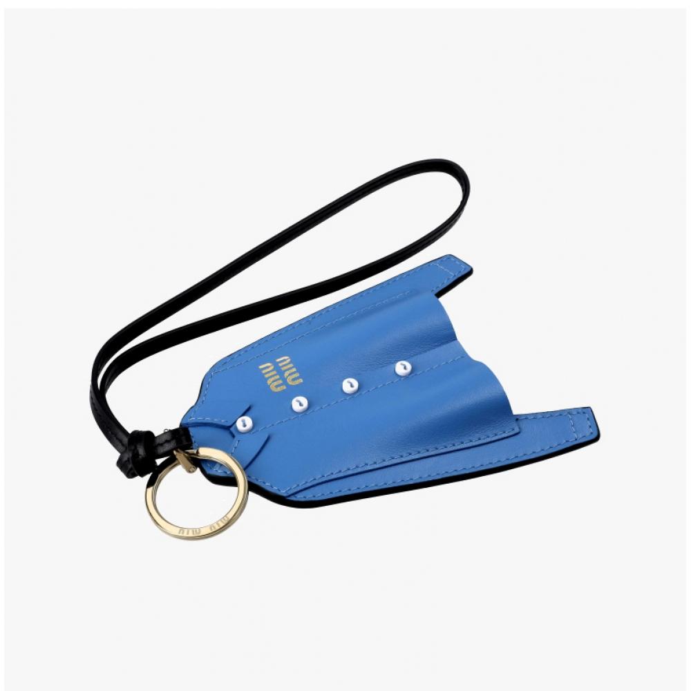 Miu Miu 5tl529 2cui F0237 Poplin Shirt Leather Trick Key Ring