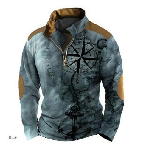 Fashion Men's Sweatshirt 3d Printed Half Zip Men's Polo Shirt