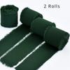 Fringe Chiffon Ribbon Set - 2Rolls, Dark Green, for Bouquet Wrapping, Handmade Crafts, and Gift Packaging - Ideal for Wedding Invites and Decorations