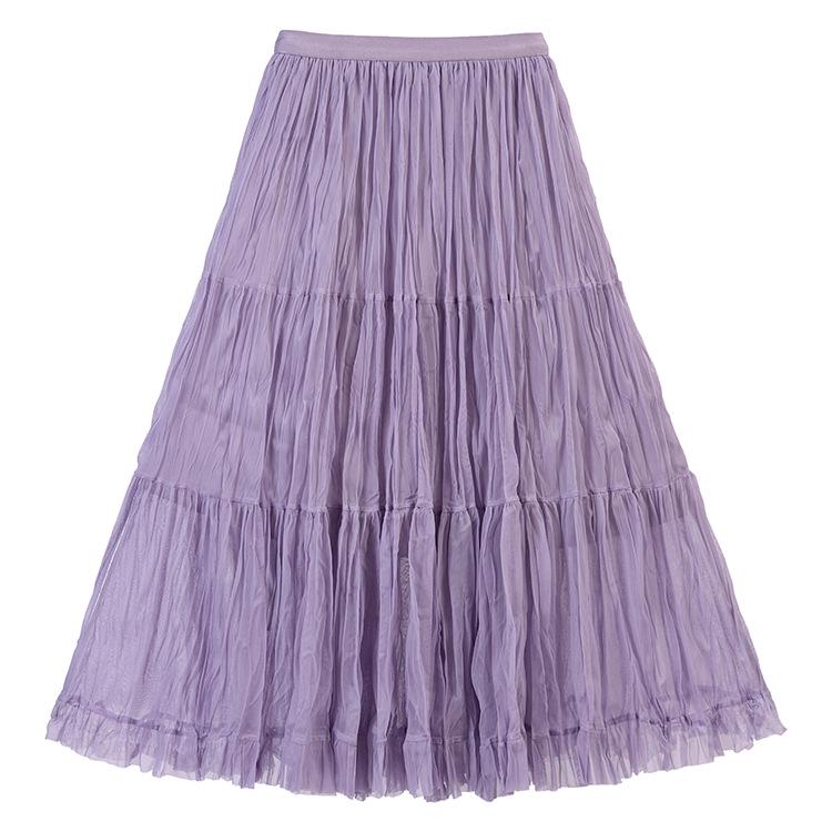 Универсальная женская юбка миди в стиле пэчворк от Fei Yuan - Элегантный стиль ранней весны One Size фиолетовый