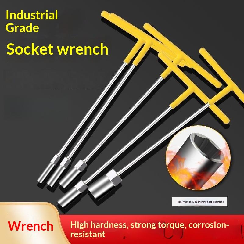 T-Type Socket Wrench Set, T-Shaped Extended Hex Wrench, Rubber-Coated Car And Motorcycle Tire Repair Tools