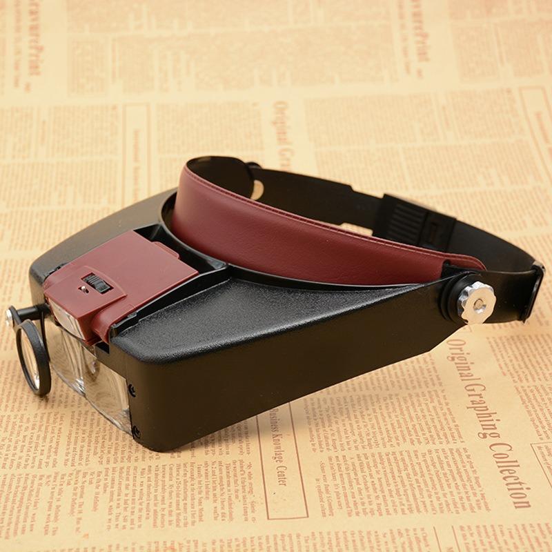 Head Mounted Led Light Reading Electronic Repair Magnifying Glass Abs Resin Acrylic Lens