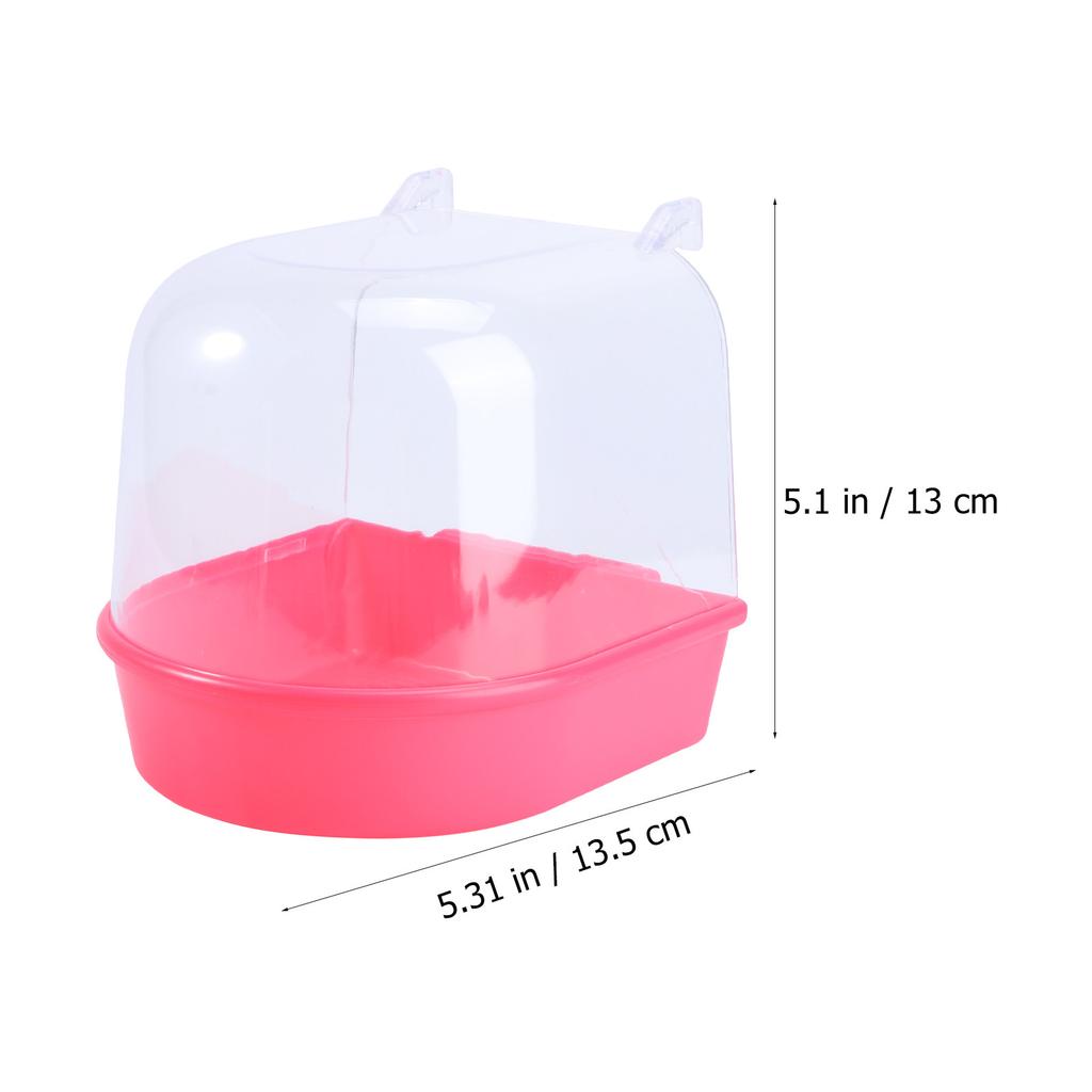 Bird Bath Covered for Small Birds Parrots Canary Cage Bathtub Plastic Semi Transparent Bath Shower Bowls Covered for Birds