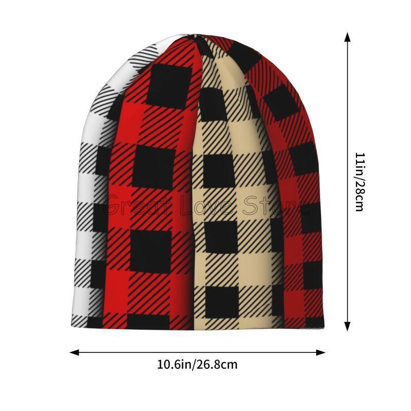 Lumberjack Buffalo Plaid Pattern Beanie Hat Unisex Warm Bonnet Cap Adults Knit Hat Headwear Vintage Street Skullies Beanies