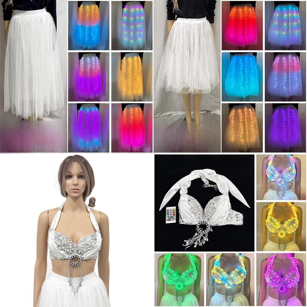 Fantasy Style Lighted Belly Dance Bra With Rechargeable Led For Party Shows