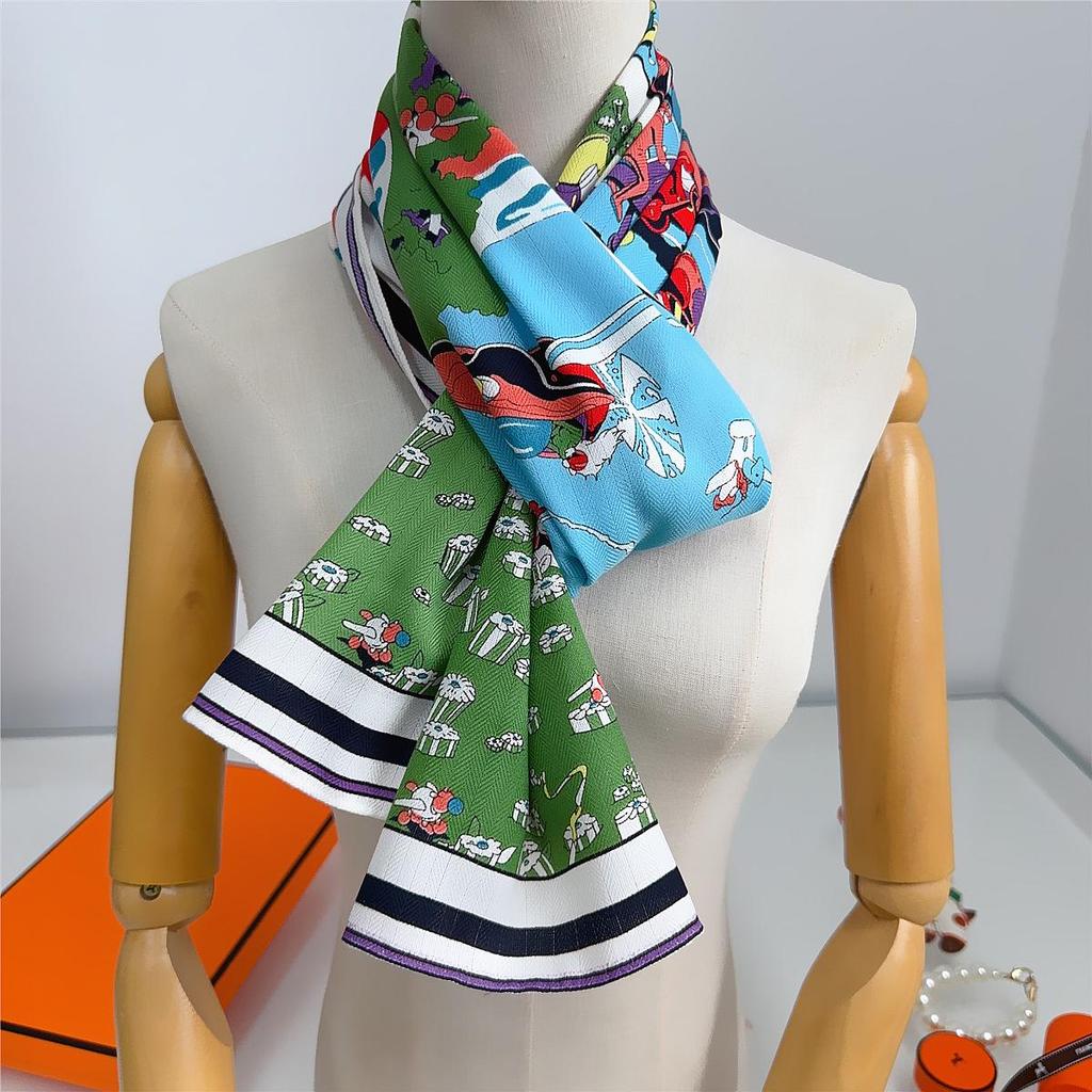 Herringbone Velvet Scarf: Winter, Versatile, Thickened, Hand-Rolled Edges, Small & Long