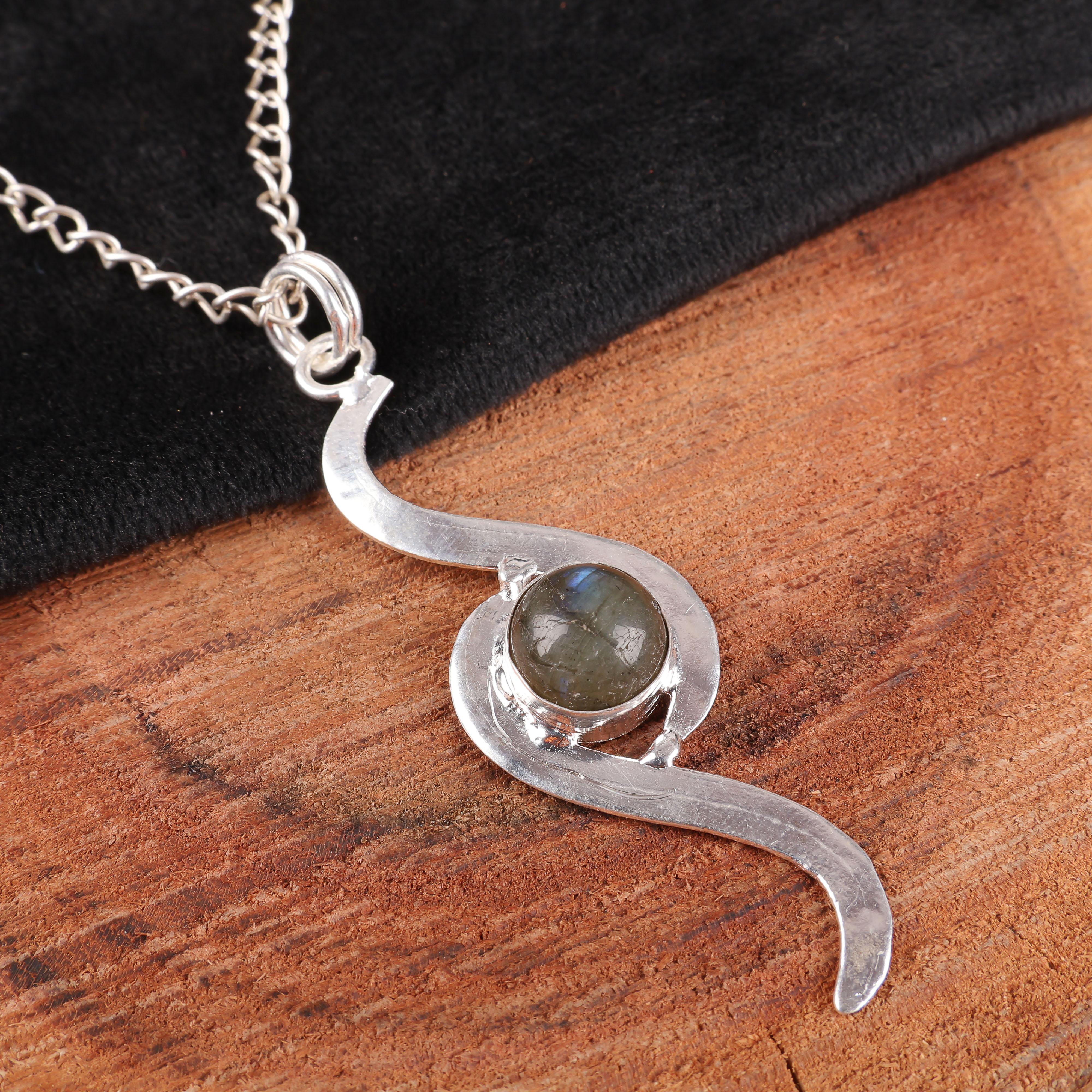 

Кулон из лабрадорита, Кулон из драгоценного камня ручной работы из стерлингового серебра 925 пробы, Богемное украшение, Для подарка, Серебряное украшение 2.59 Inches синий